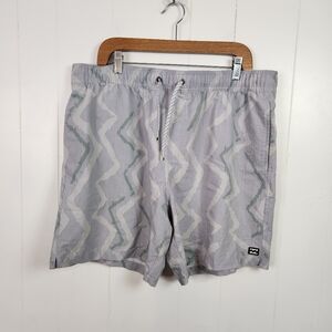 Billabong Mens 7" Swim Trunks Shorts Elastic Waist Gray Size XXL Beach Vacation